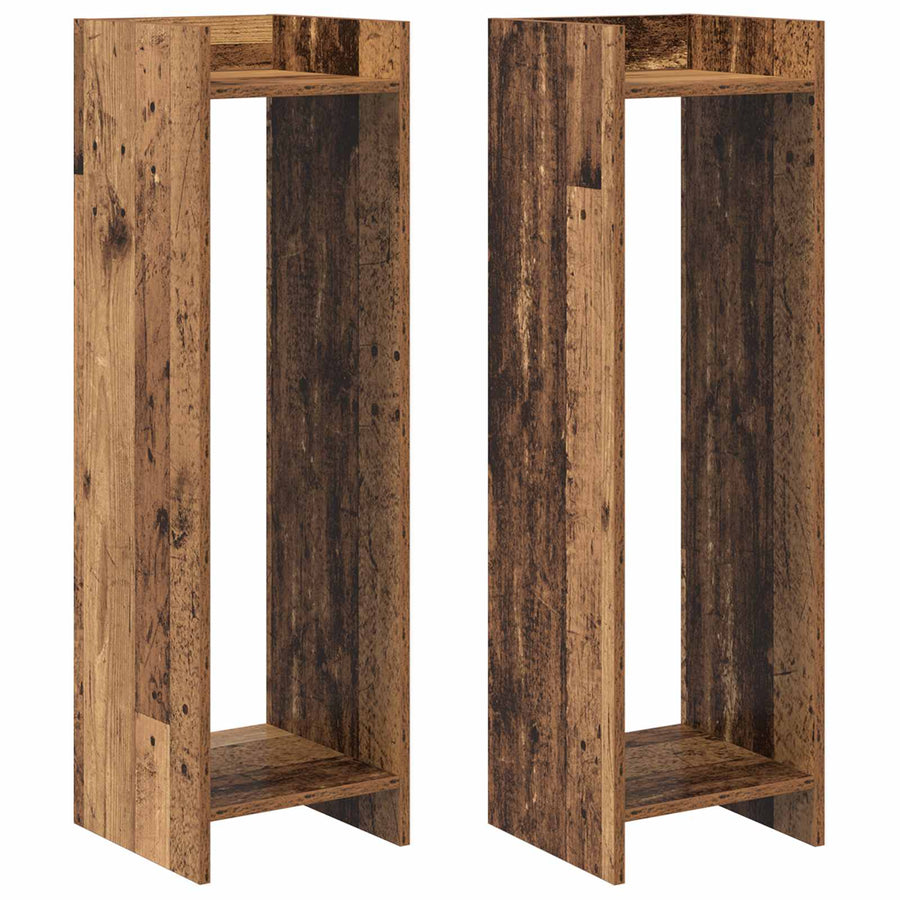 Plantenstandaard met plank 2 pcs Oudhout 30 x 30 x 100 cm