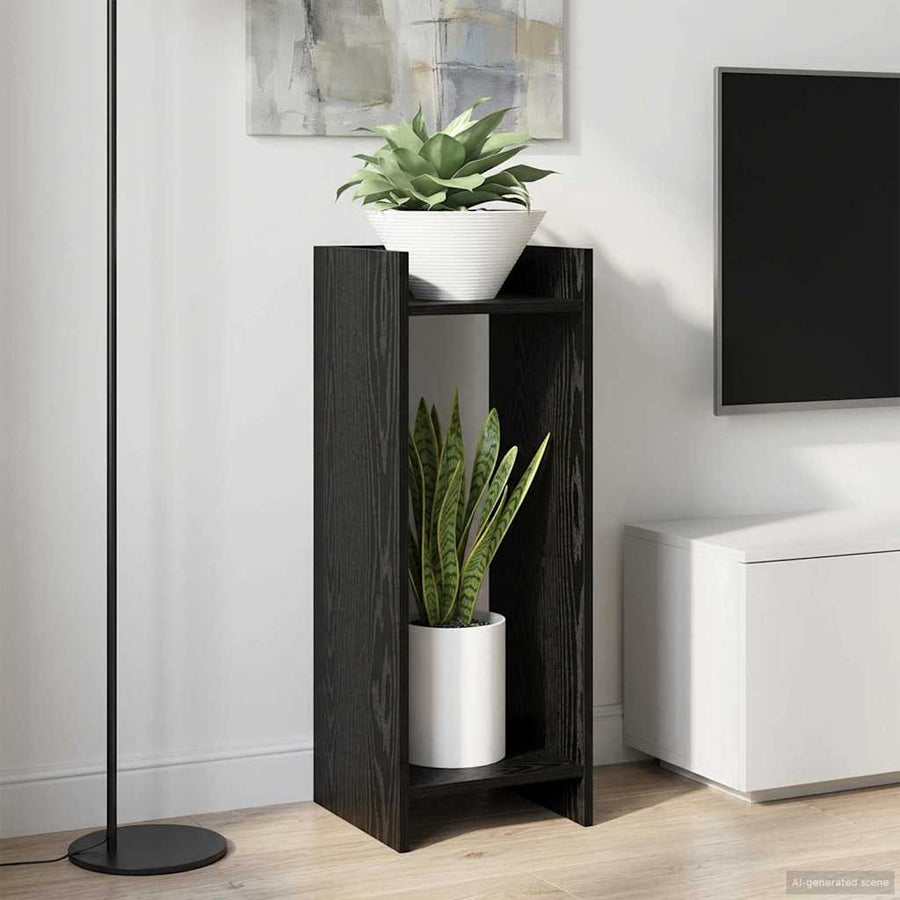 Plantenstandaard met plank 2 pcs Zwarte Eik 30 x 30 x 80 cm
