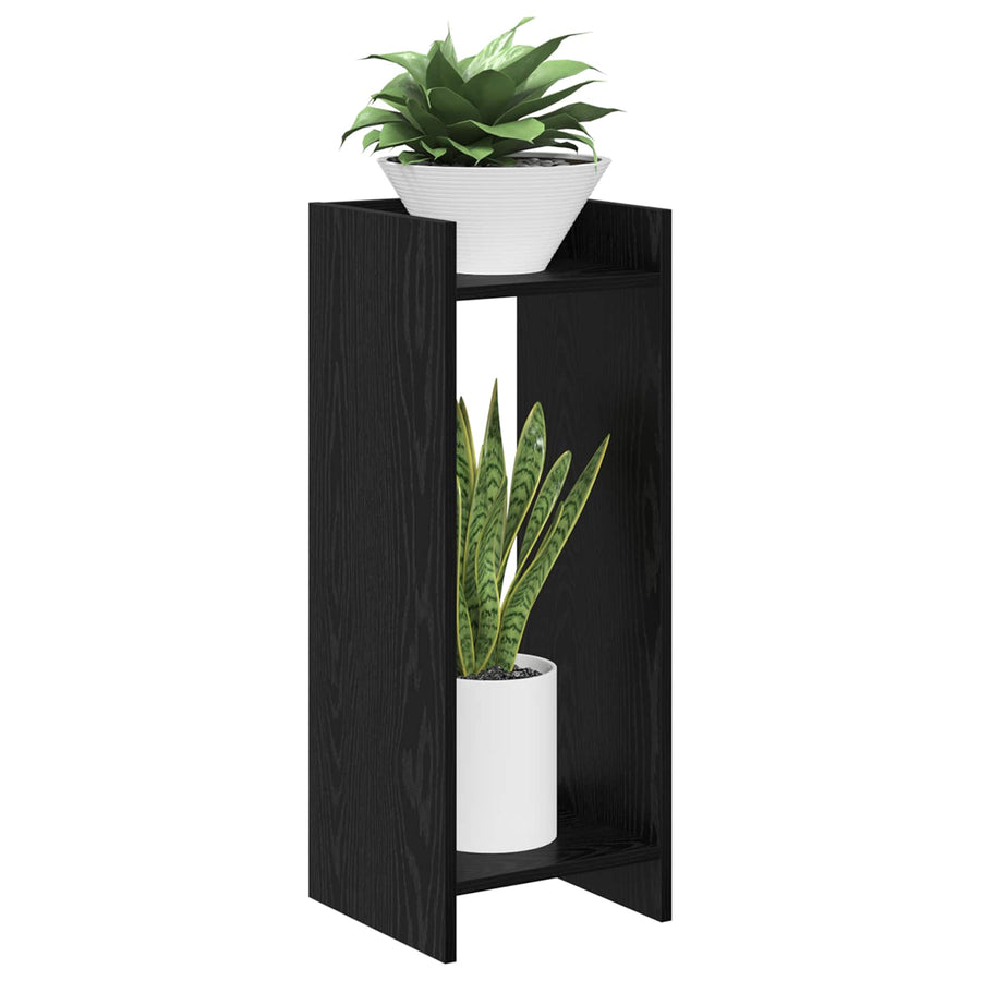 Plantenstandaard met plank 2 pcs Zwarte Eik 30 x 30 x 80 cm