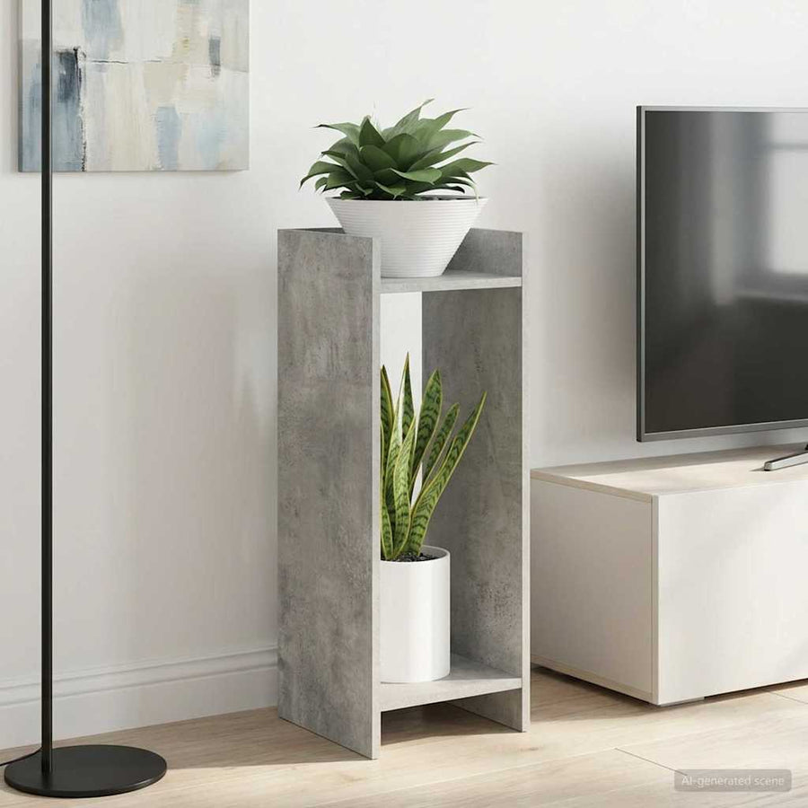 Plantenstandaard met plank 2 pcs Beton Grijs 30 x 30 x 80 cm
