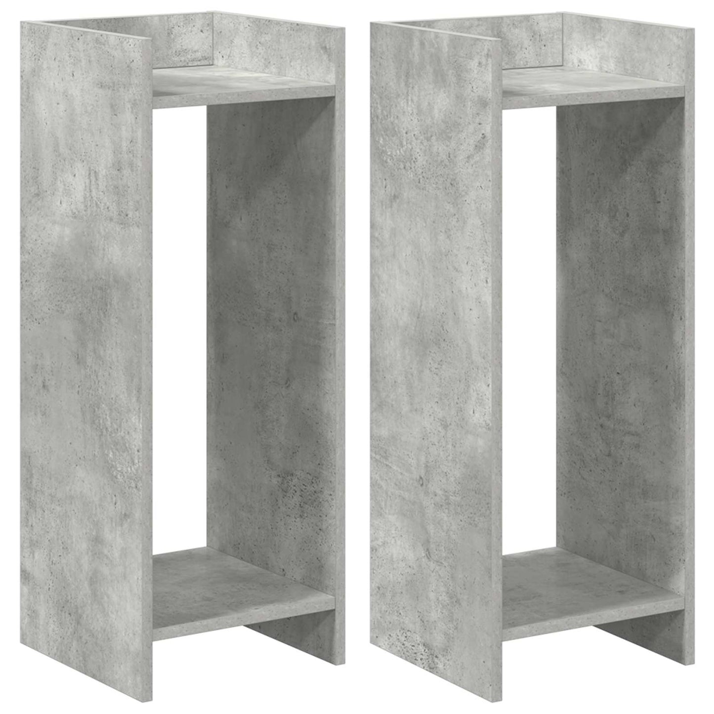 Plantenstandaard met plank 2 pcs Beton Grijs 30 x 30 x 80 cm