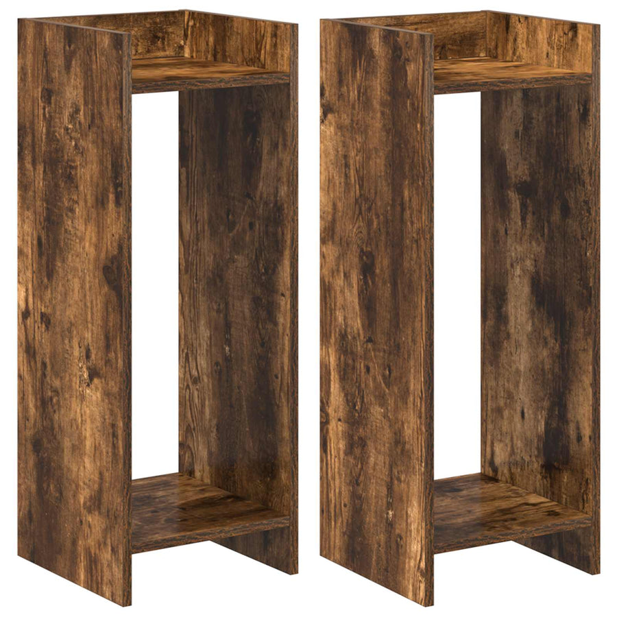 Plantenstandaard met plank 2 pcs Gerookte Eik 30 x 30 x 80 cm