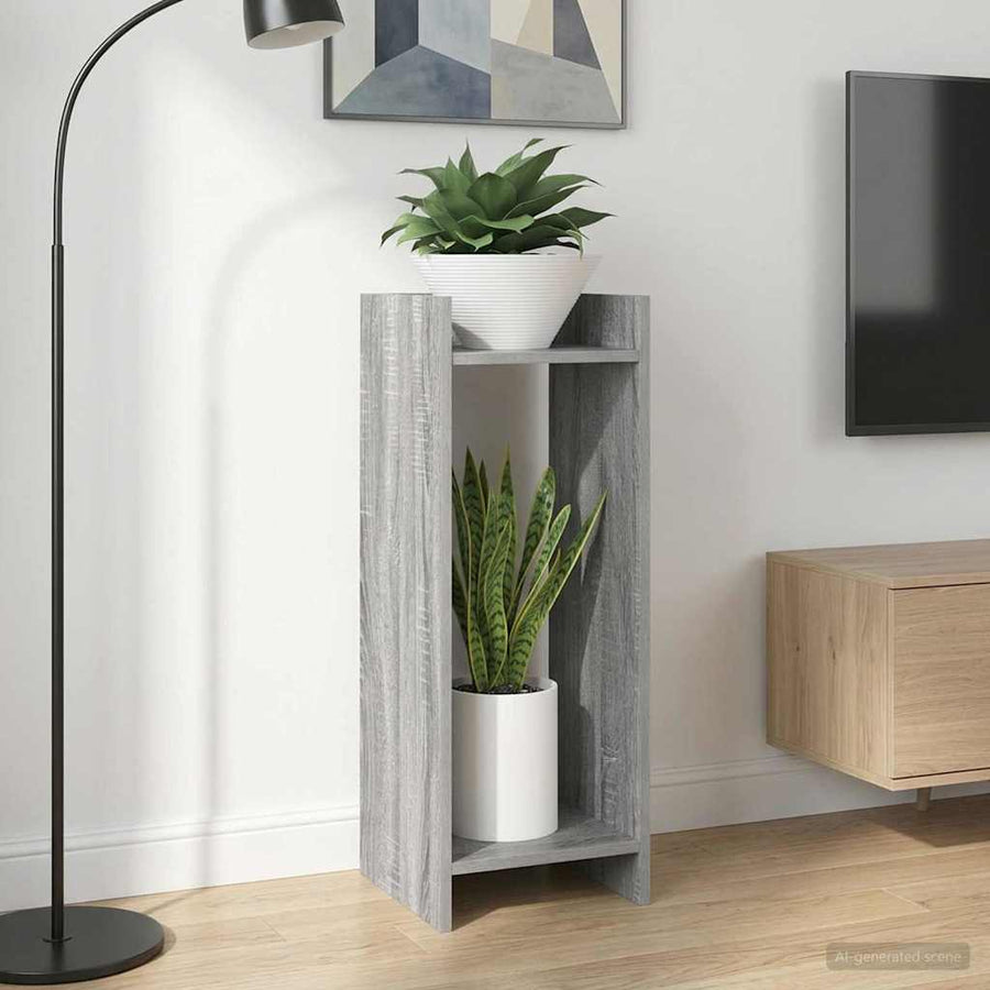 Plantenstandaard met plank 2 pcs Grijze Sonoma 30 x 30 x 80 cm