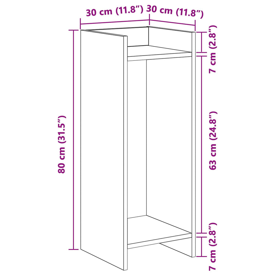 Plantenstandaard met plank 2 pcs Grijze Sonoma 30 x 30 x 80 cm