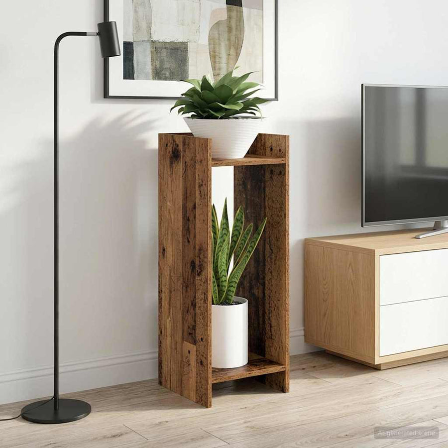 Plantenstandaard met plank 2 pcs Oudhout 30 x 30 x 80 cm