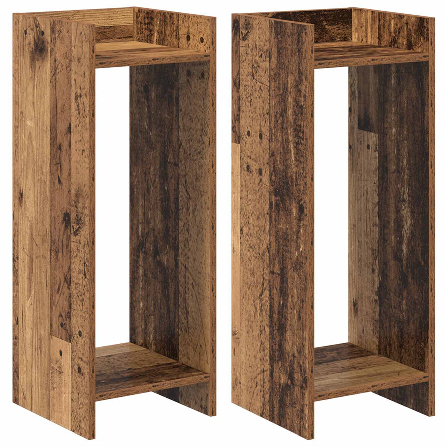 Plantenstandaard met plank 2 pcs Oudhout 30 x 30 x 80 cm