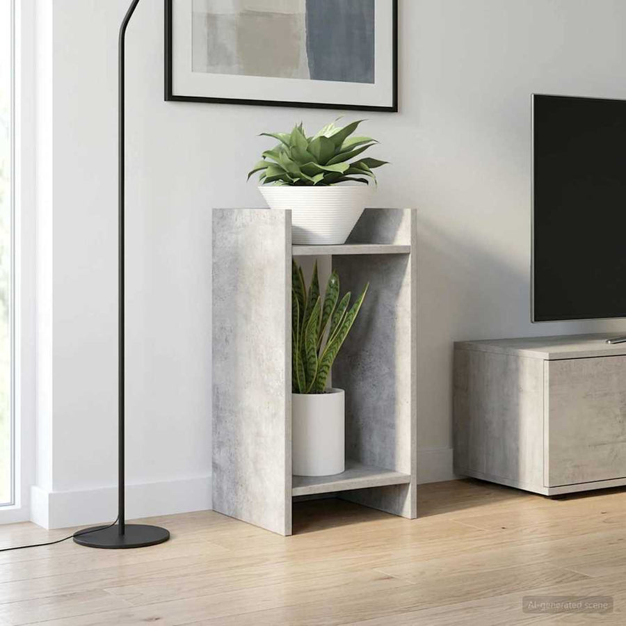 Plantenstandaard met plank 2 pcs Beton Grijs 30 x 30 x 60 cm