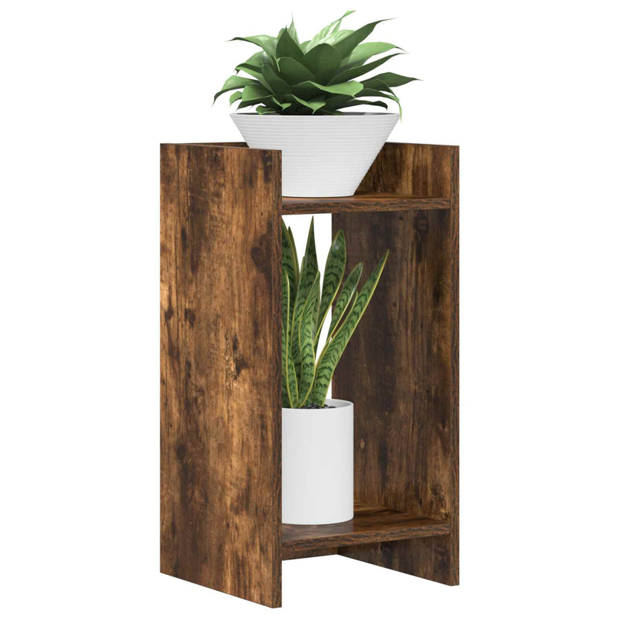 Plantenstandaard met plank Gerookte Eik 30 x 30 x 60 cm