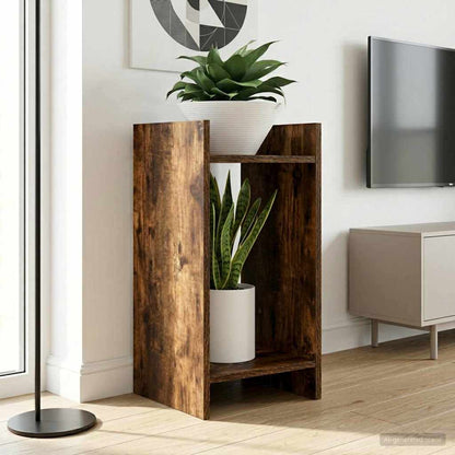 Plantenstandaard met plank 2 pcs Gerookte Eik 30 x 30 x 60 cm