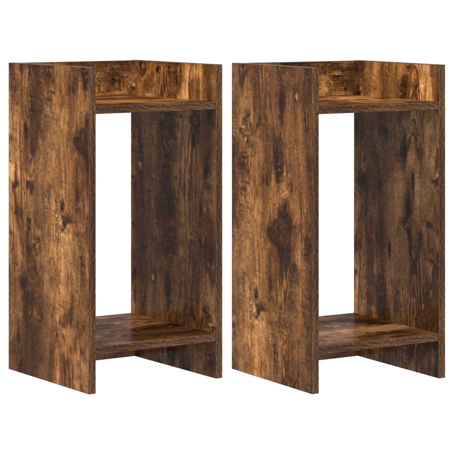 Plantenstandaard met plank 2 pcs Gerookte Eik 30 x 30 x 60 cm