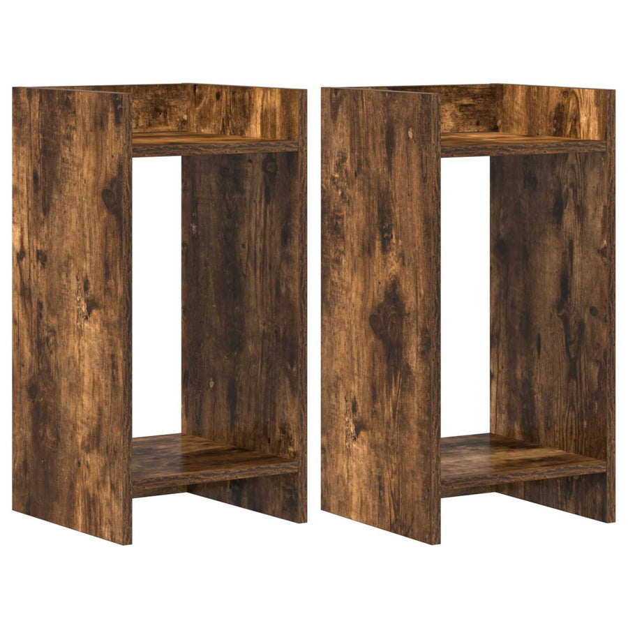 Plantenstandaard met plank 2 pcs Gerookte Eik 30 x 30 x 60 cm