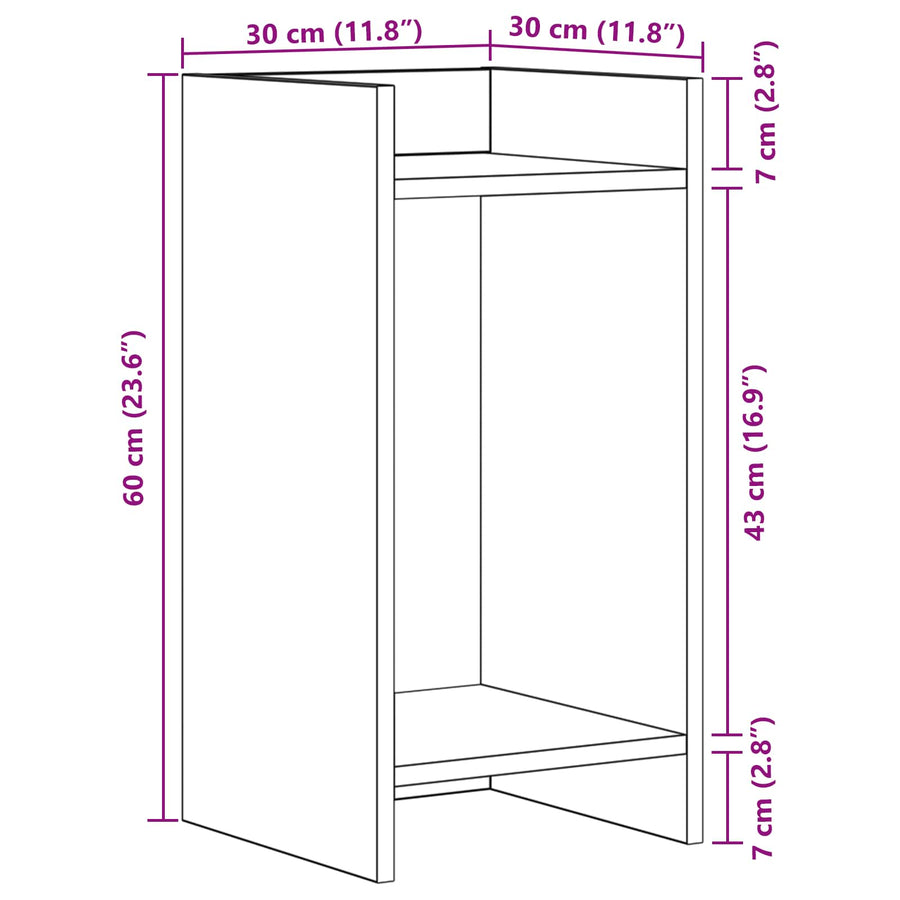 Plantenstandaard met plank Grijze Sonoma 30 x 30 x 60 cm