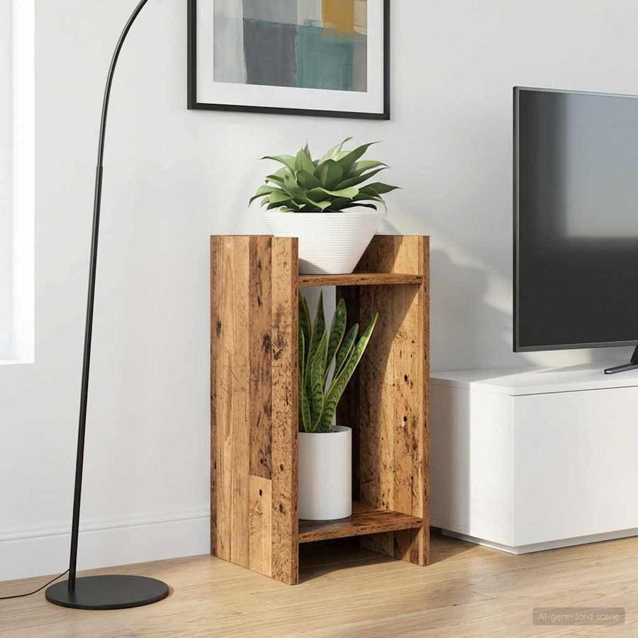 Plantenstandaard met plank 2 pcs Oudhout 30 x 30 x 60 cm