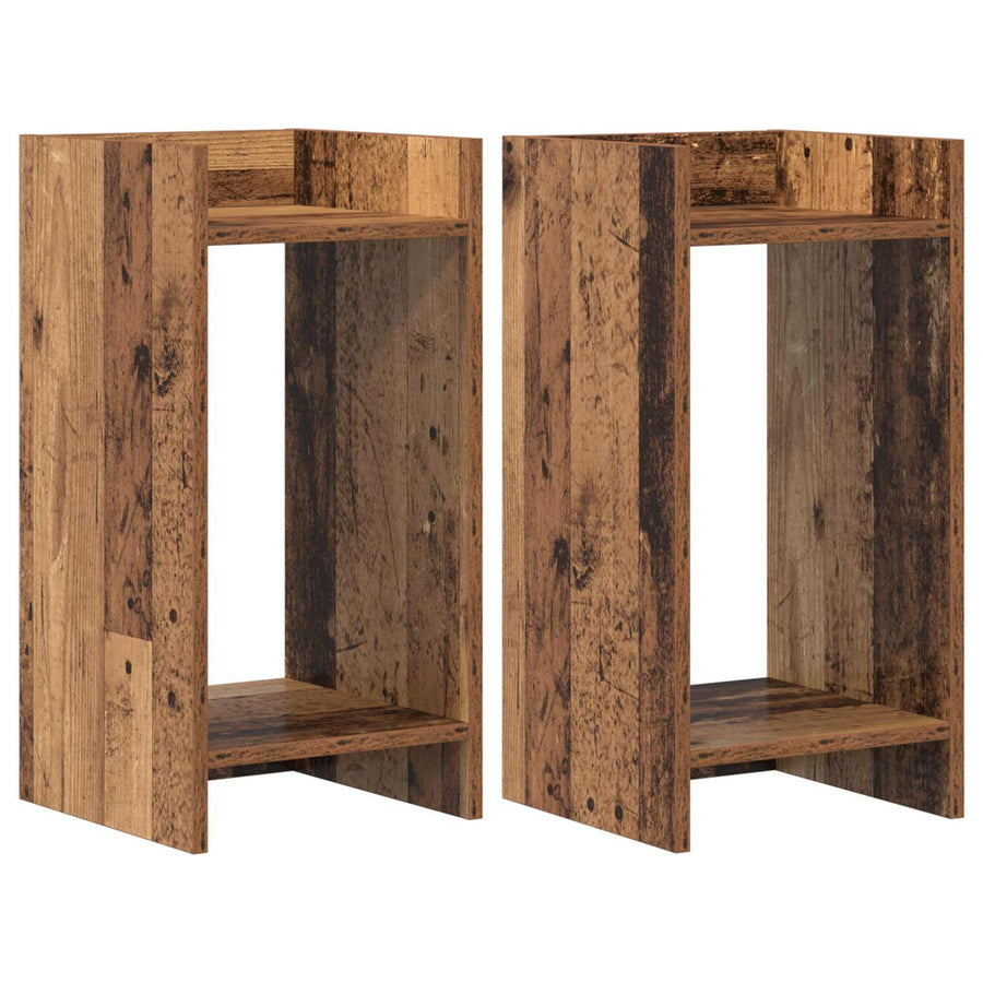 Plantenstandaard met plank 2 pcs Oudhout 30 x 30 x 60 cm