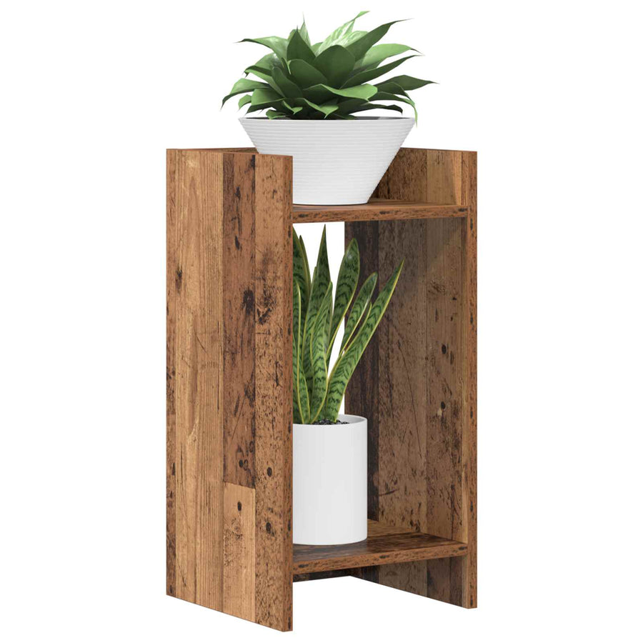 Plantenstandaard met plank 2 pcs Oudhout 30 x 30 x 60 cm
