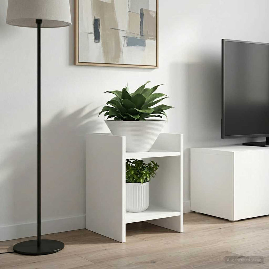 Plantenstandaard 2 pcs Wit 30 x 30 x 40 cm Geconstrueerd hout