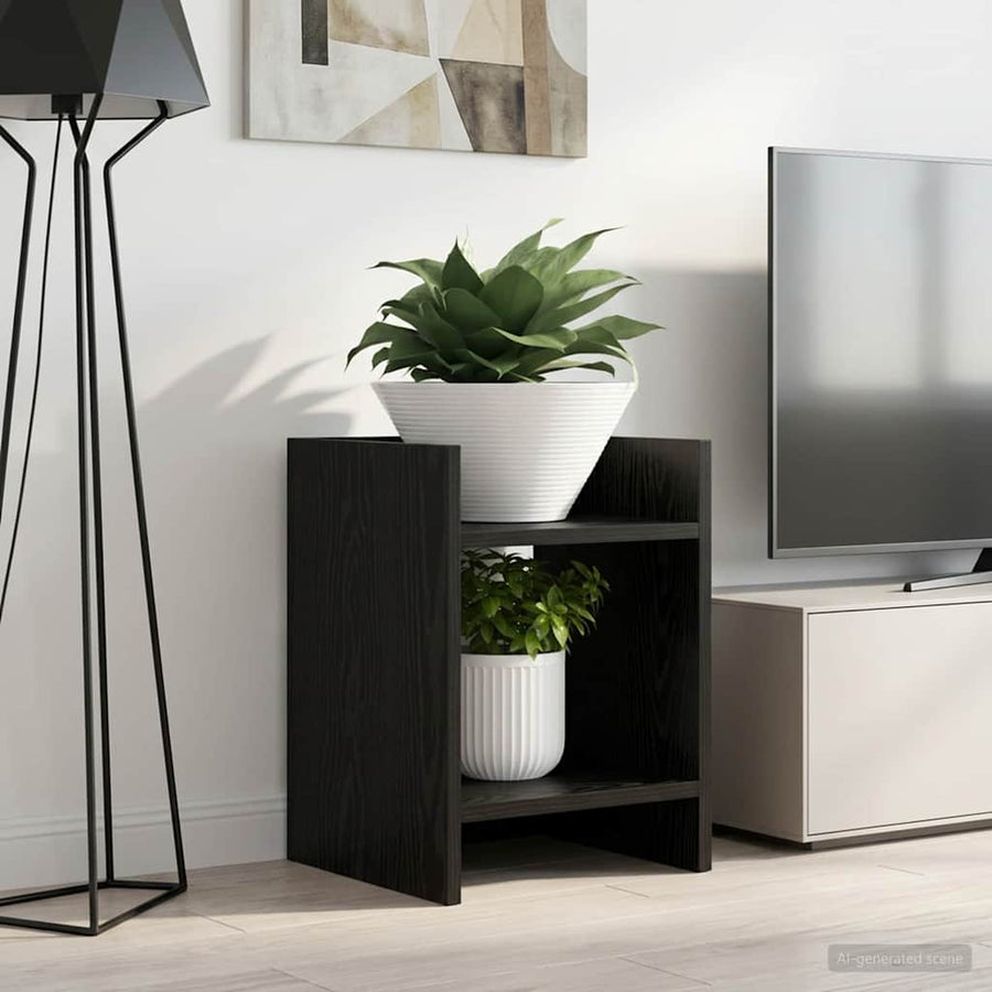 Plantenstandaard met plank 2 pcs Zwarte Eik 30 x 30 x 40 cm
