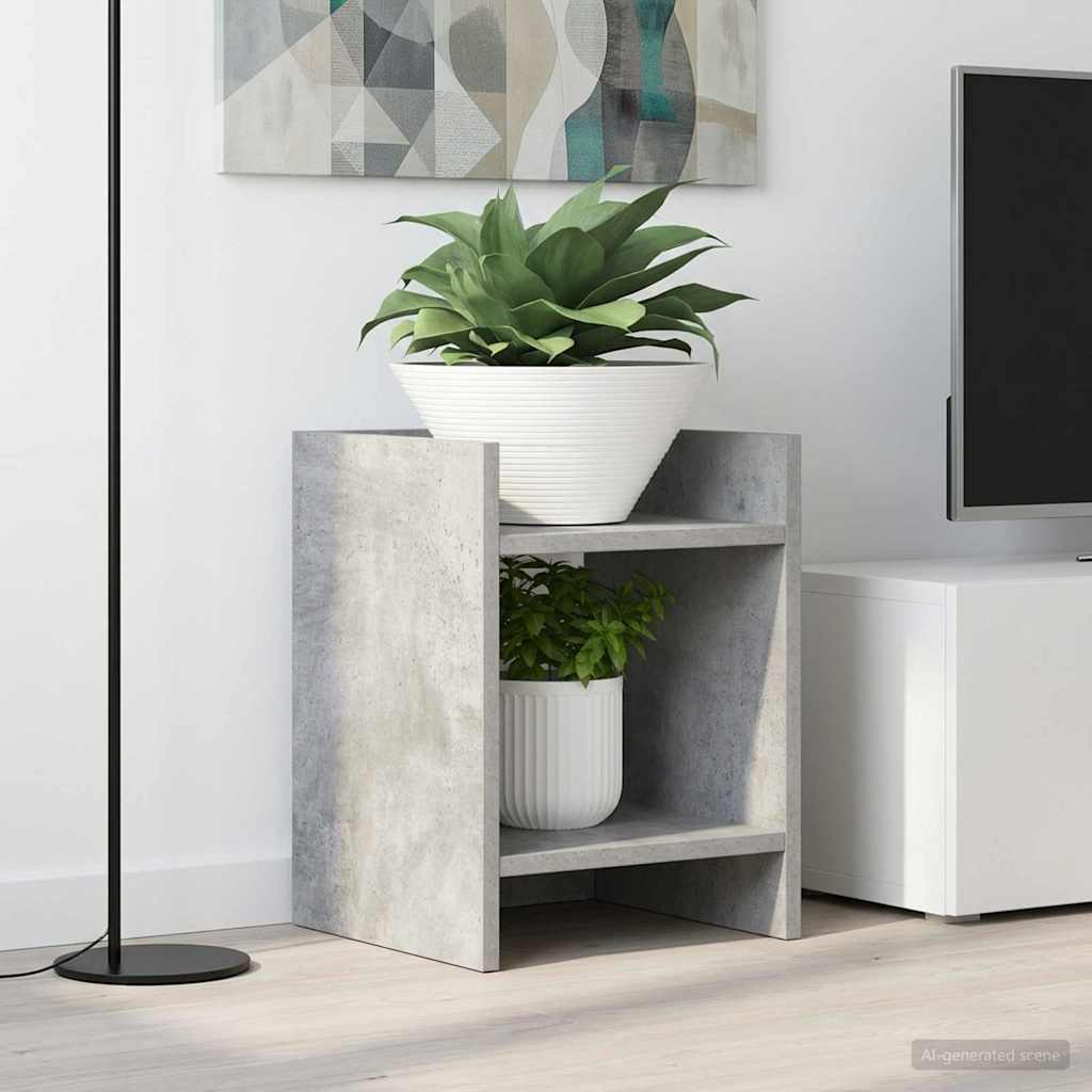 Plantenstandaard met plank 2 pcs Beton Grijs 30 x 30 x 40 cm