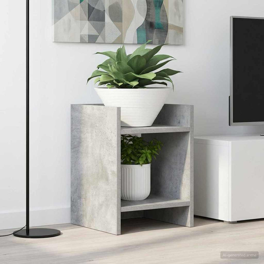 Plantenstandaard met plank 2 pcs Beton Grijs 30 x 30 x 40 cm