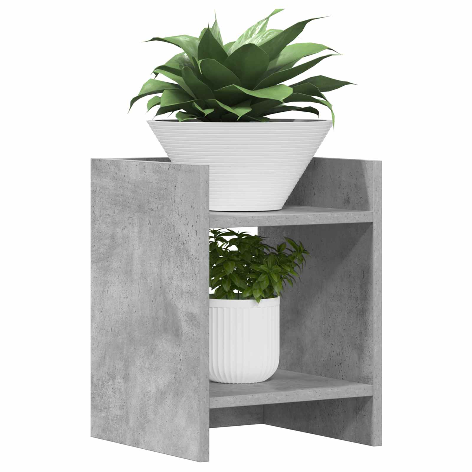 Plantenstandaard met plank 2 pcs Beton Grijs 30 x 30 x 40 cm