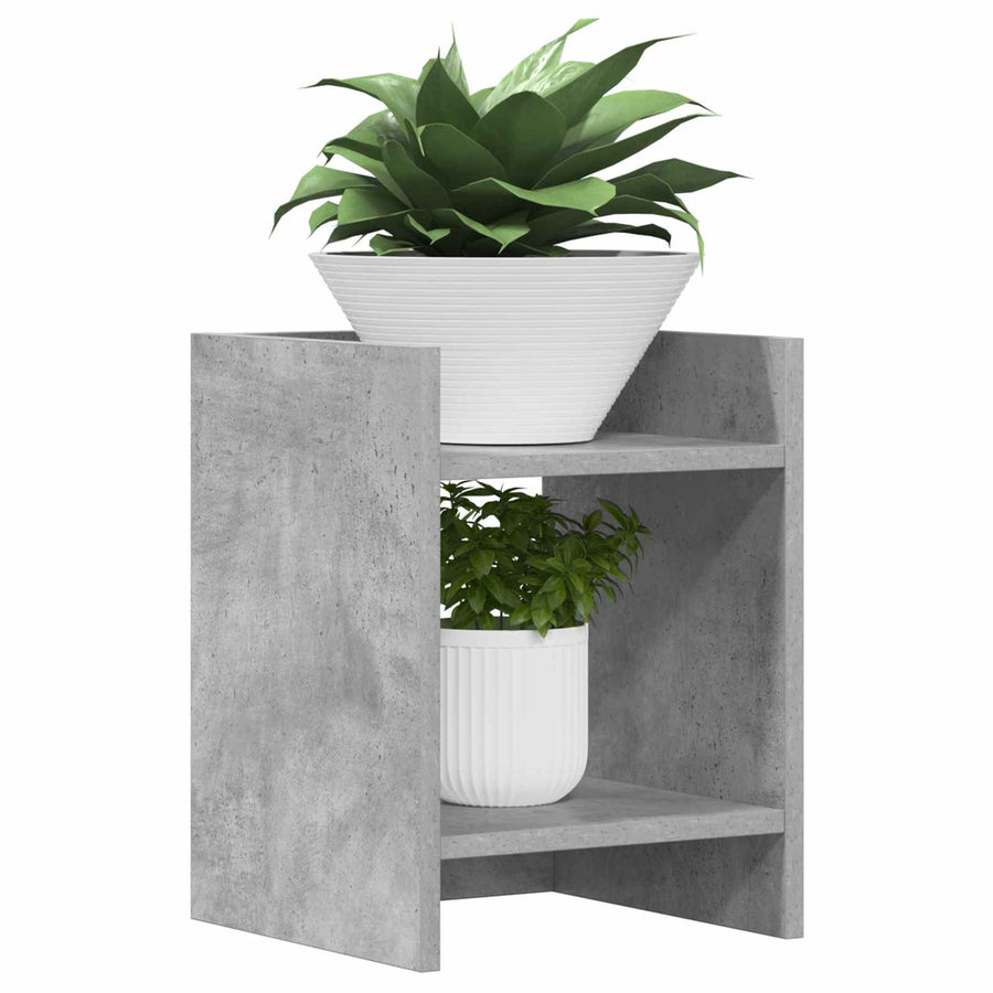 Plantenstandaard met plank 2 pcs Beton Grijs 30 x 30 x 40 cm