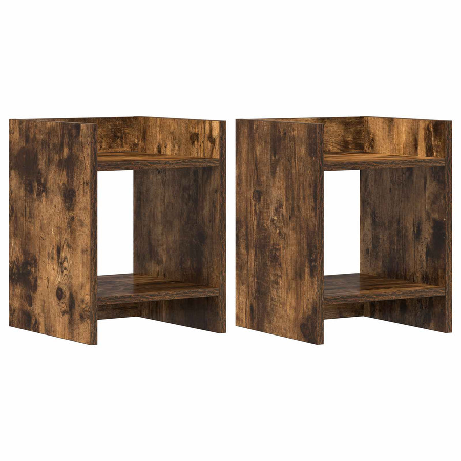 Plantenstandaard met plank 2 pcs Gerookte Eik 30 x 30 x 40 cm