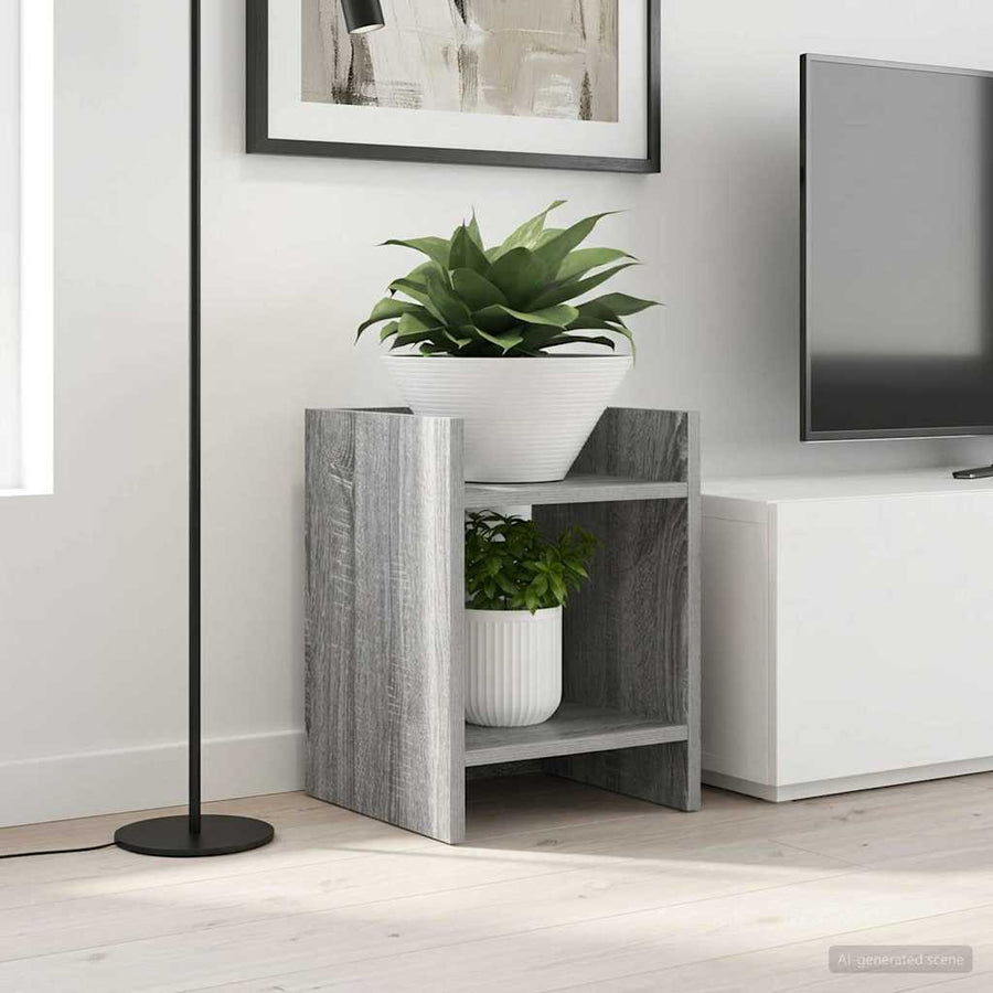 Plantenstandaard met plank Grijze Sonoma 30 x 30 x 40 cm