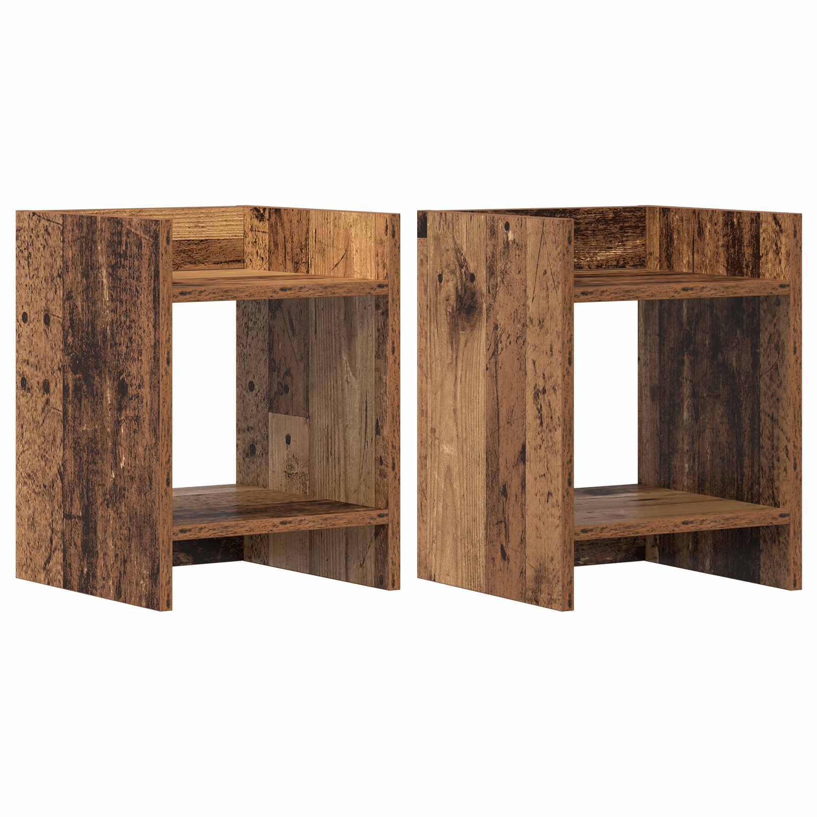 Plantenstandaard met plank 2 pcs Oudhout 30 x 30 x 40 cm