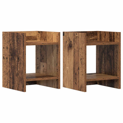 Plantenstandaard met plank 2 pcs Oudhout 30 x 30 x 40 cm