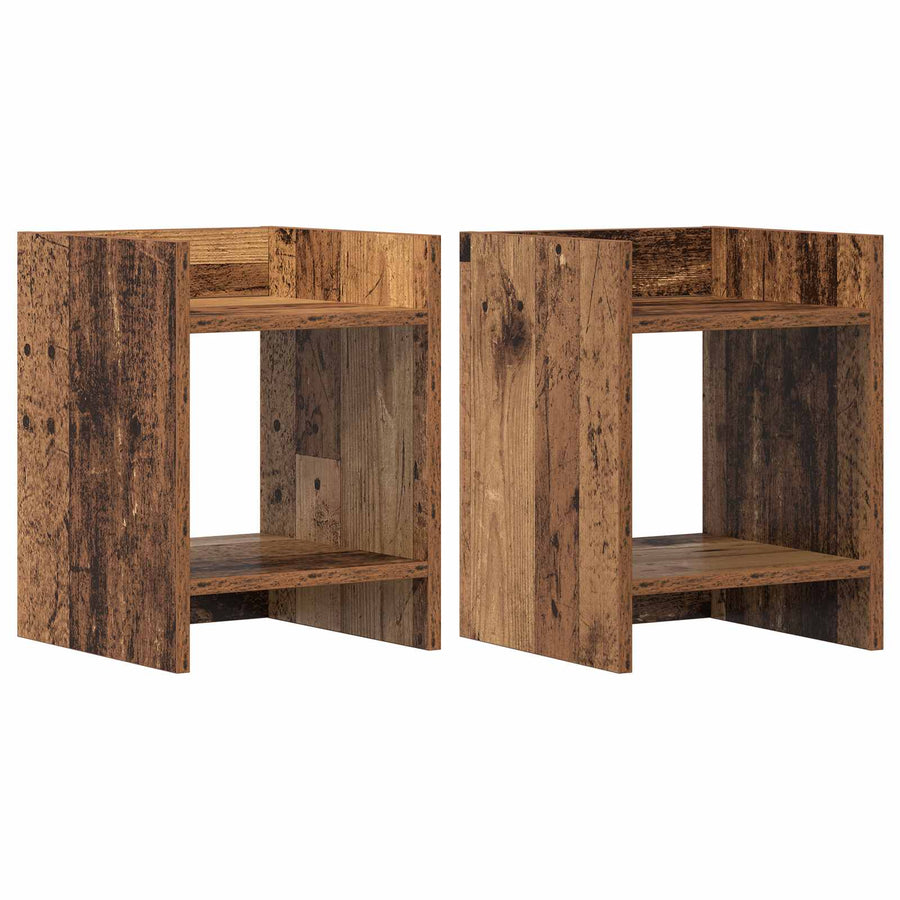 Plantenstandaard met plank 2 pcs Oudhout 30 x 30 x 40 cm