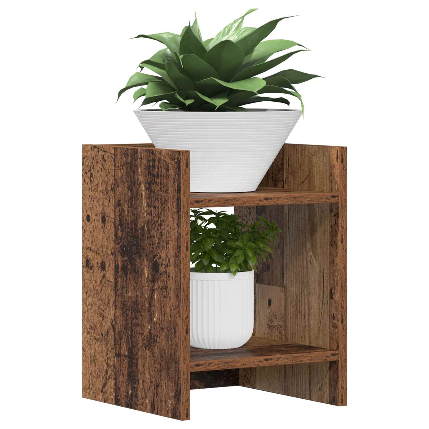 Plantenstandaard met plank 2 pcs Oudhout 30 x 30 x 40 cm