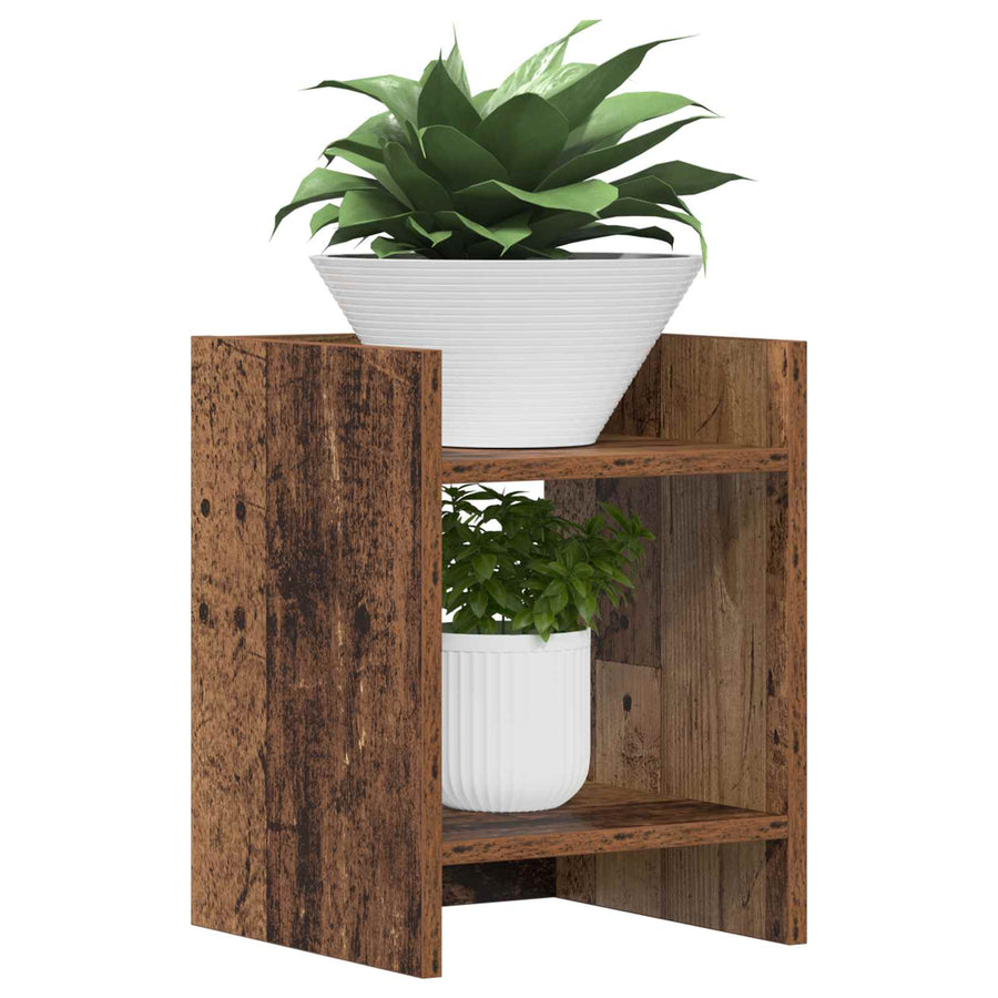 Plantenstandaard met plank 2 pcs Oudhout 30 x 30 x 40 cm
