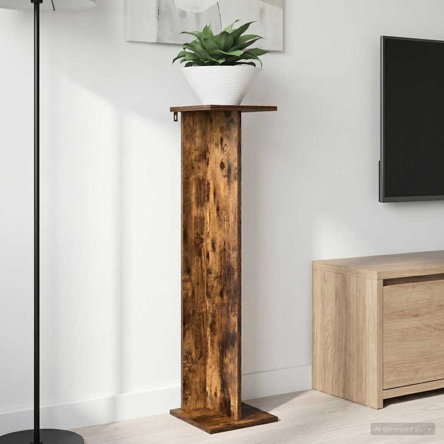 Plantenstandaard 2 pcs Gerookte Eik 25 x 25,5 x 100,5 cm