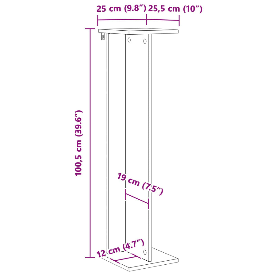 Plantenstandaard Grijze Sonoma 25 x 25,5 x 100,5 cm