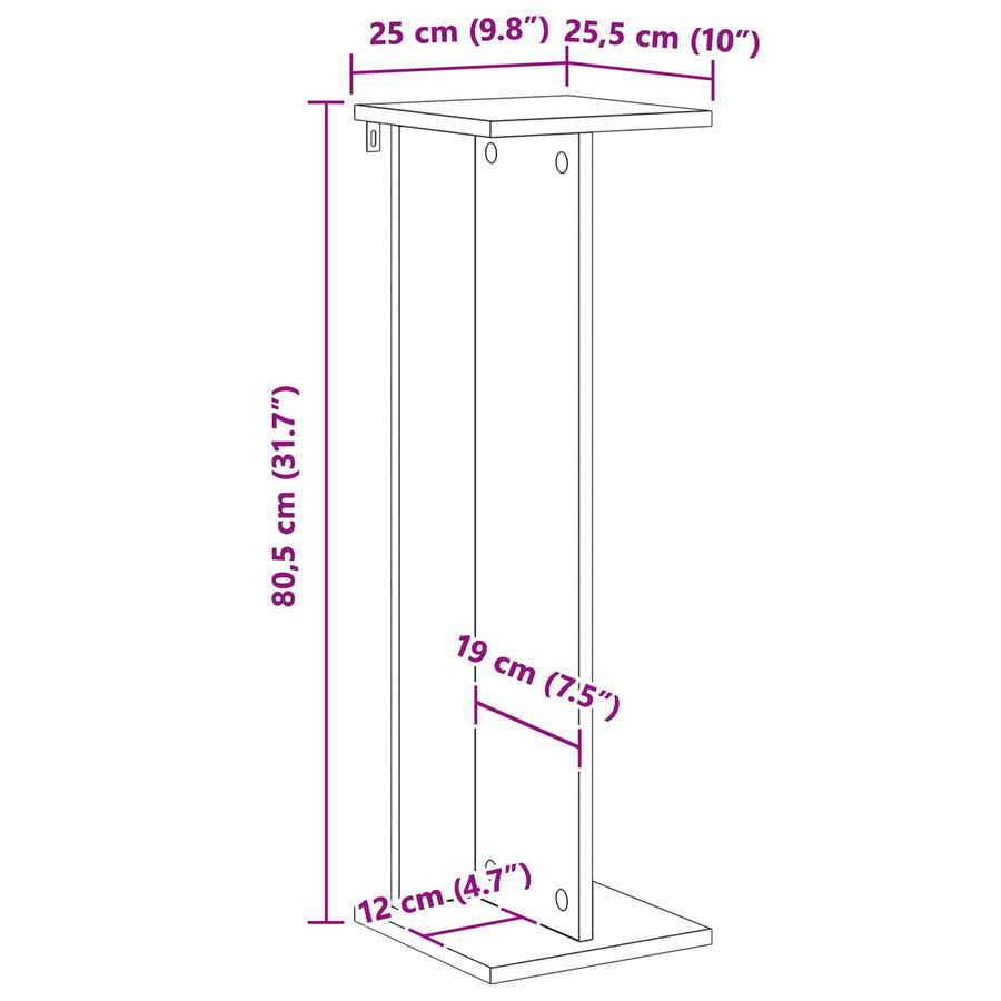 Plantenstandaard Beton Grijs 25 x 25,5 x 80,5 cm