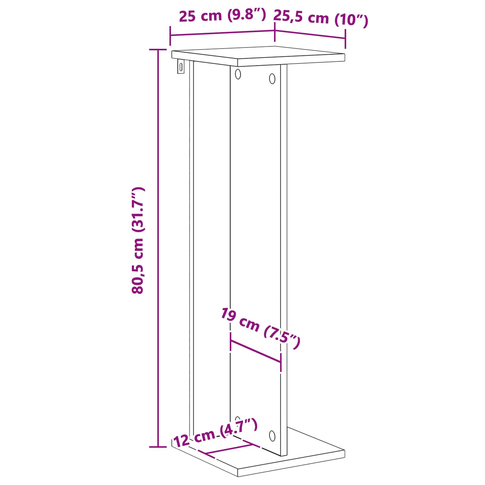 Plantenstandaard 2 pcs Grijze Sonoma 25 x 25,5 x 80,5 cm