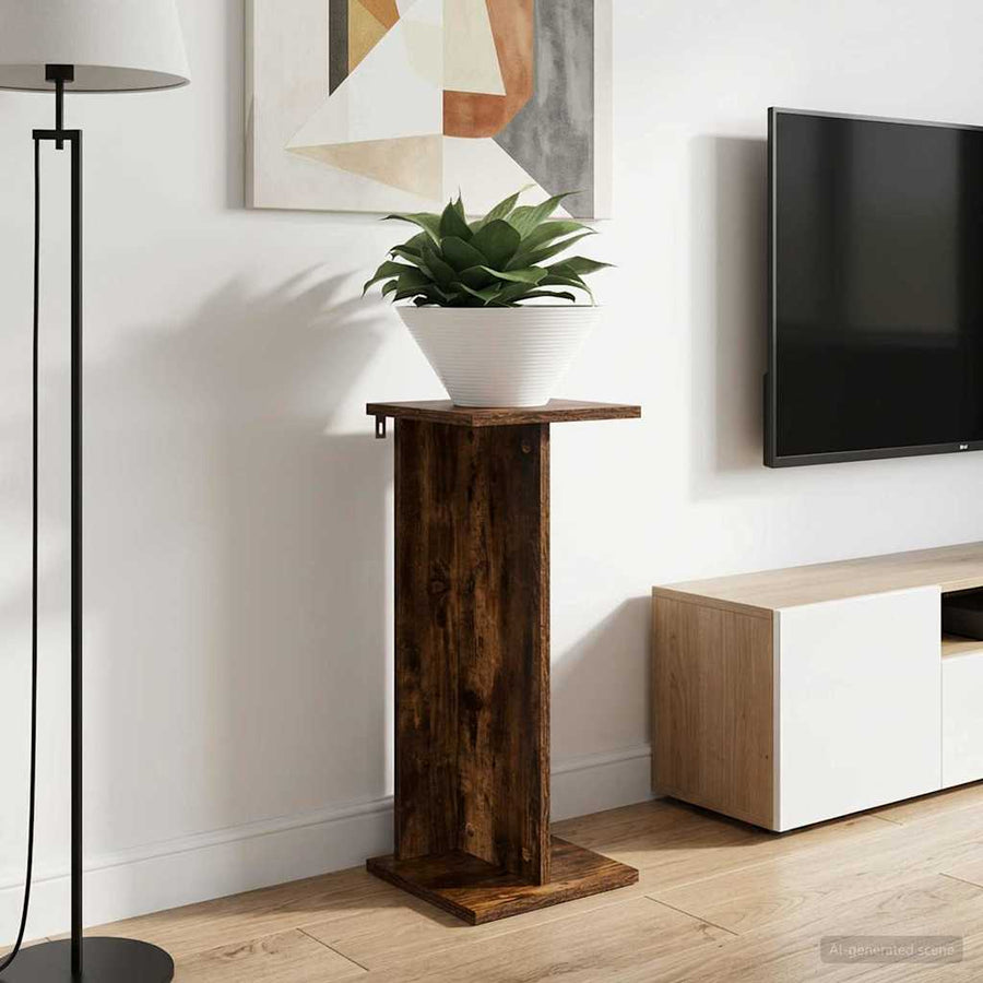 Plantenstandaard 2 pcs Gerookte Eik 25 x 25,5 x 60,5 cm