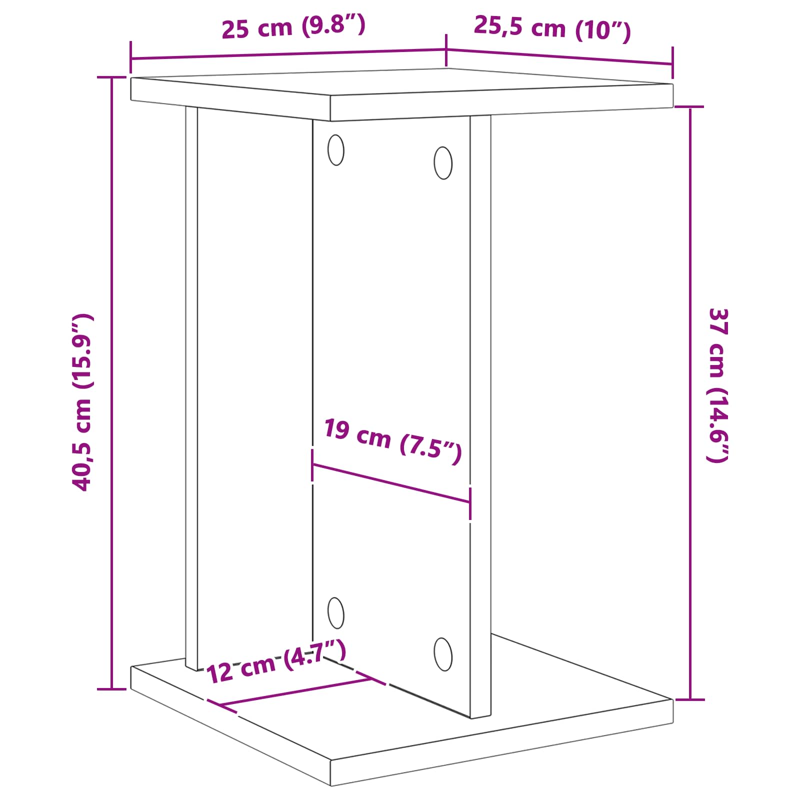 Plantenstandaard Grijze Sonoma 25 x 25,5 x 40,5 cm