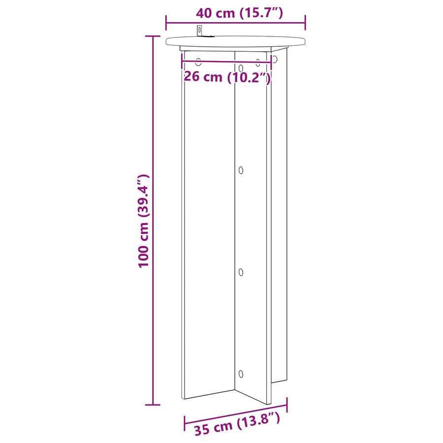 Plantenstandaard 2 pcs Wit Ø40 x 100 cm Bewerkt hout