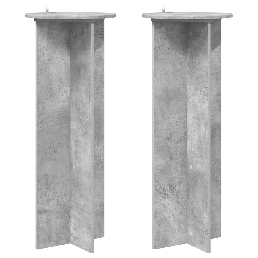 Plantenstandaard 2 pcs Betongrijs Ø40 x 100 cm Bewerkt hout