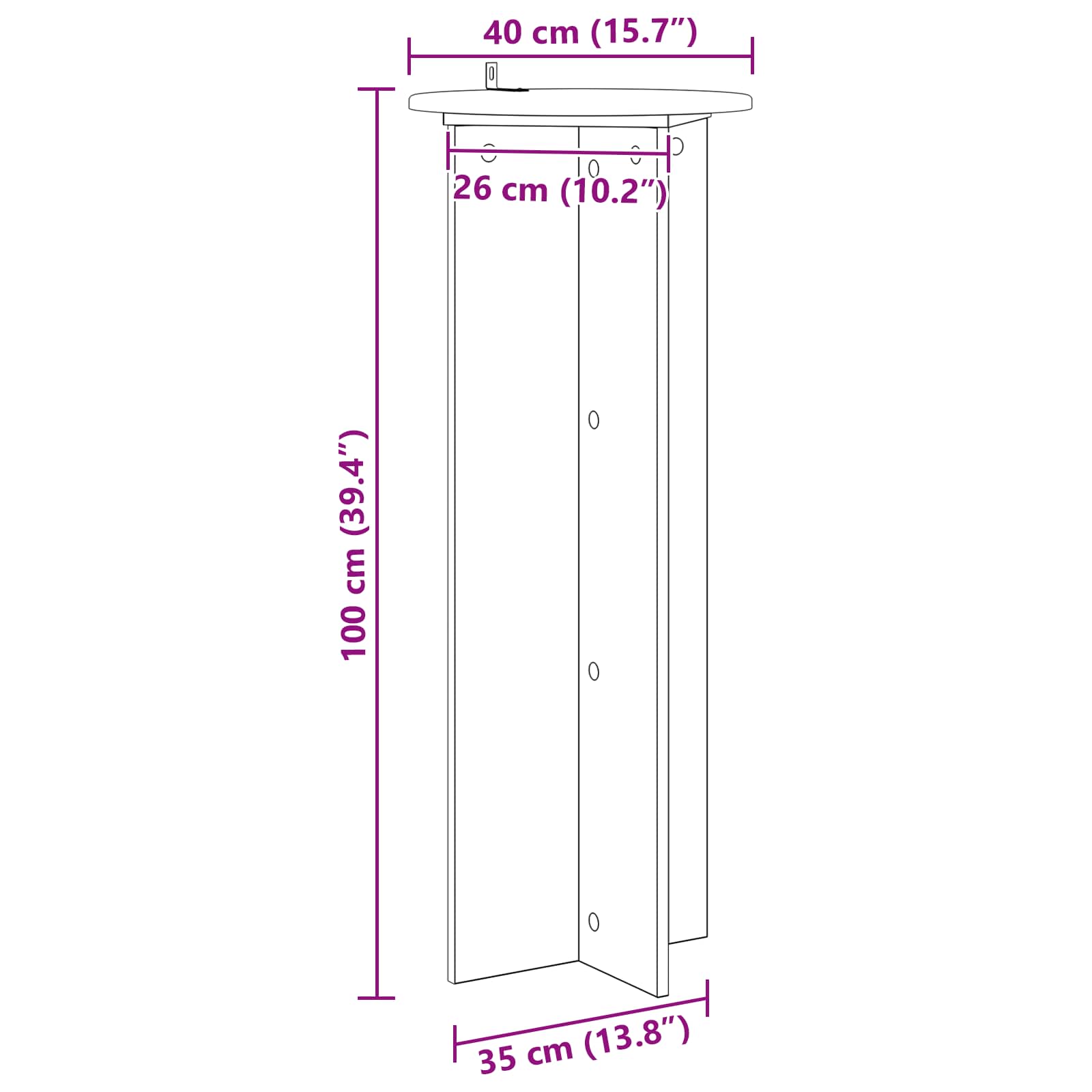 Plantenstandaard 2 pcs Betongrijs Ø40 x 100 cm Bewerkt hout