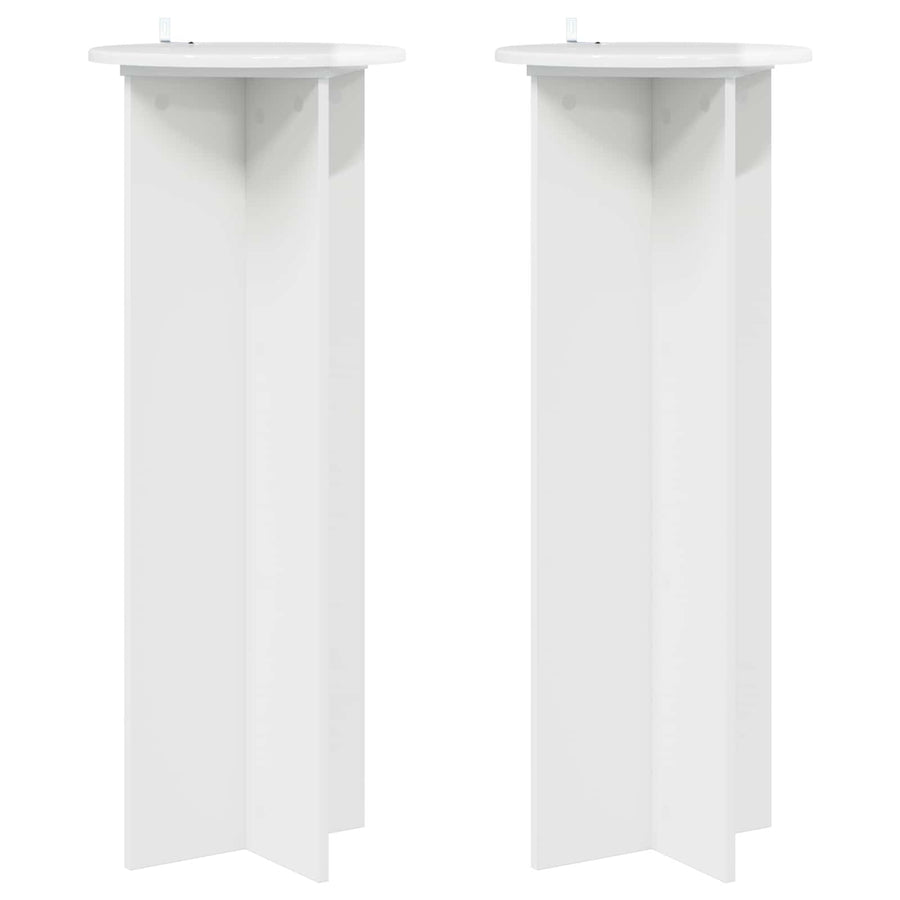 Plantenstandaard 2 pcs Hoogglans Wit Ø40 x 100 cm Bewerkt hout