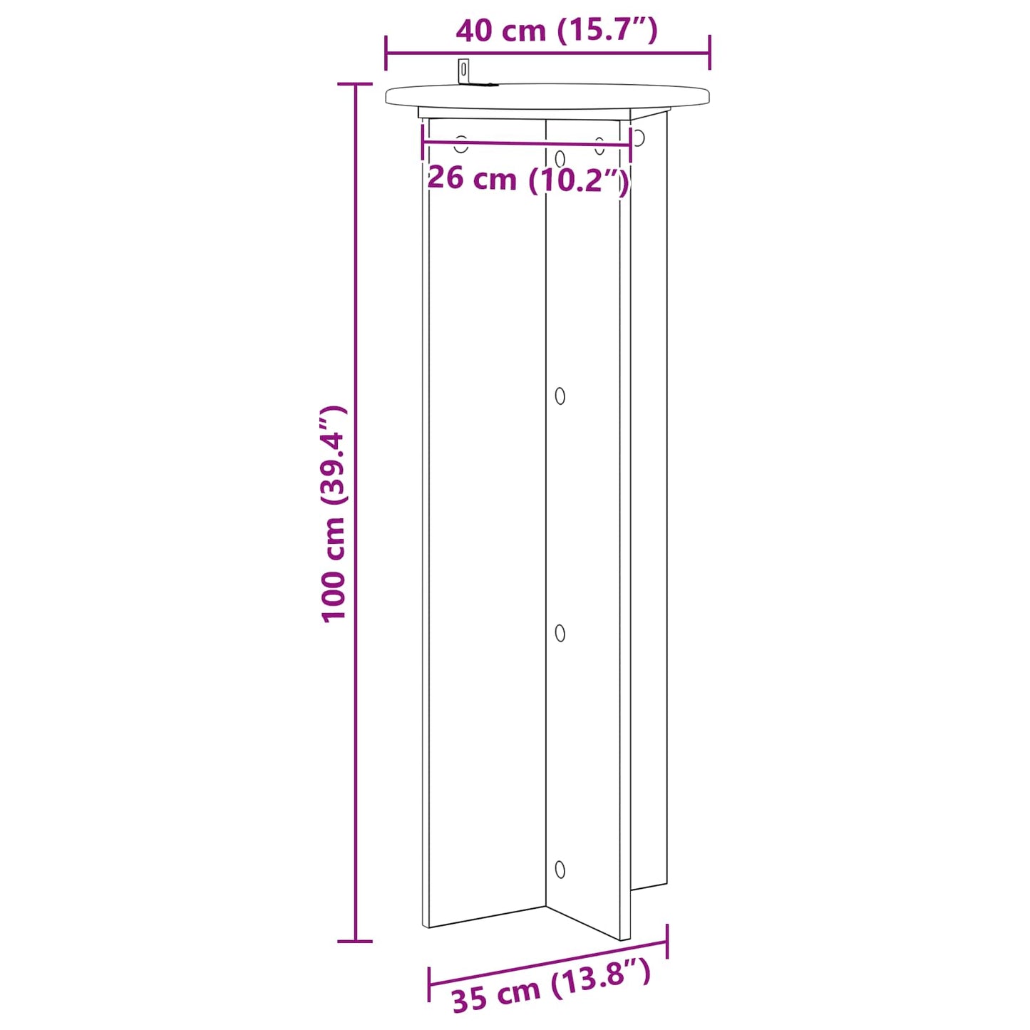 Plantenstandaard 2 pcs Hoogglans Wit Ø40 x 100 cm Bewerkt hout