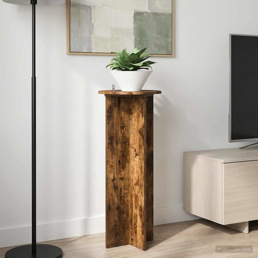 Plantenstandaard 2 pcs Gerookt eiken Ø40 x 100 cm Bewerkt hout