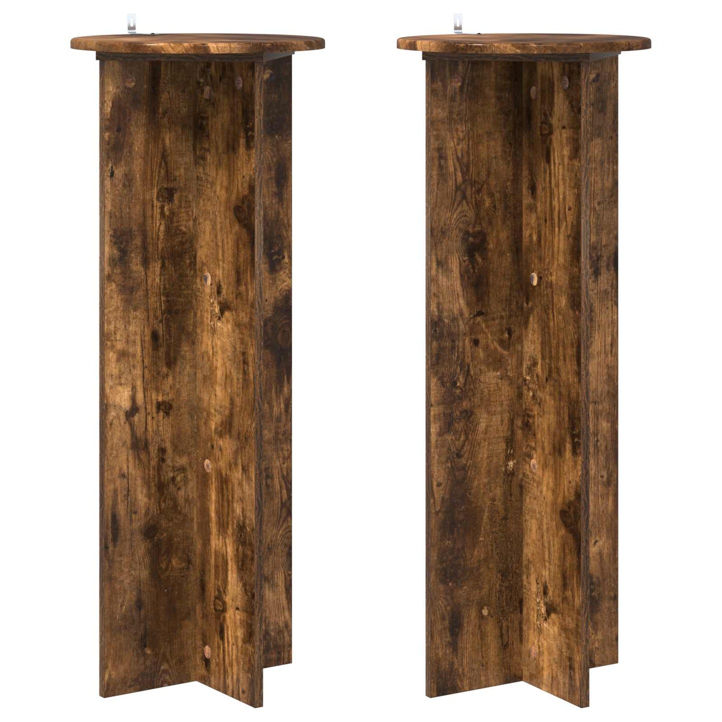 Plantenstandaard 2 pcs Gerookt eiken Ø40 x 100 cm Bewerkt hout
