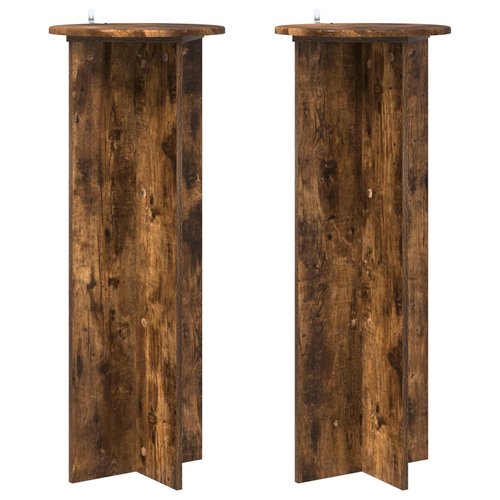 Plantenstandaard 2 pcs Gerookt eiken Ø40 x 100 cm Bewerkt hout