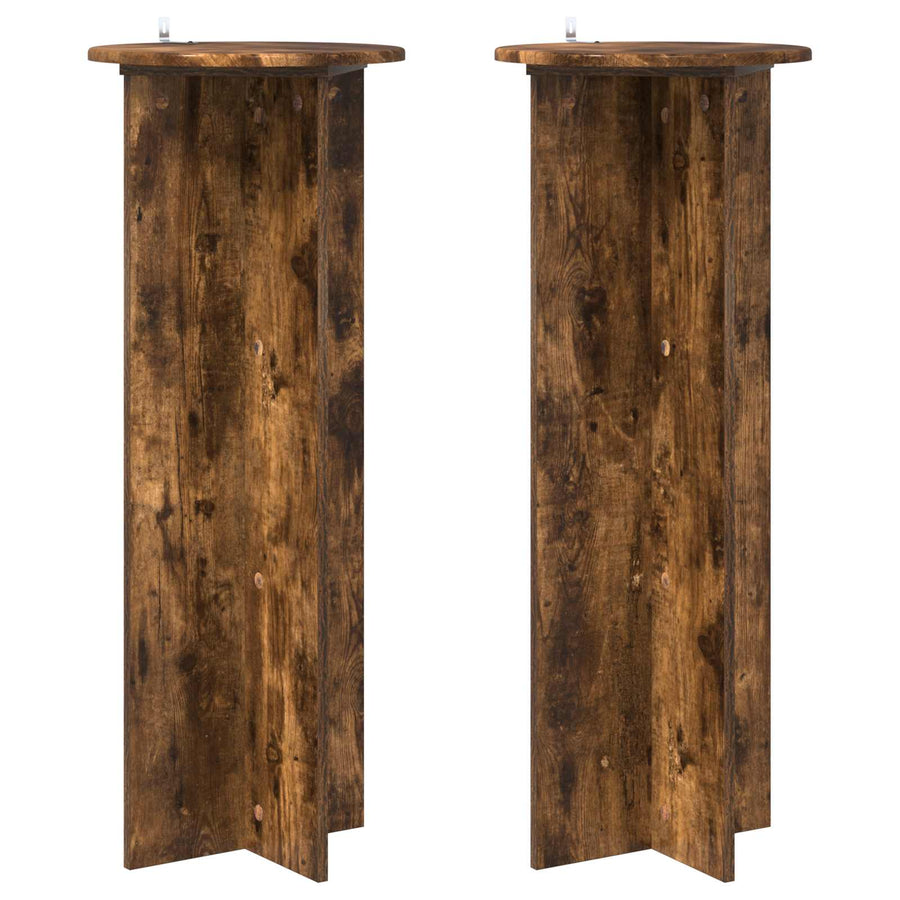 Plantenstandaard 2 pcs Gerookt eiken Ø40 x 100 cm Bewerkt hout