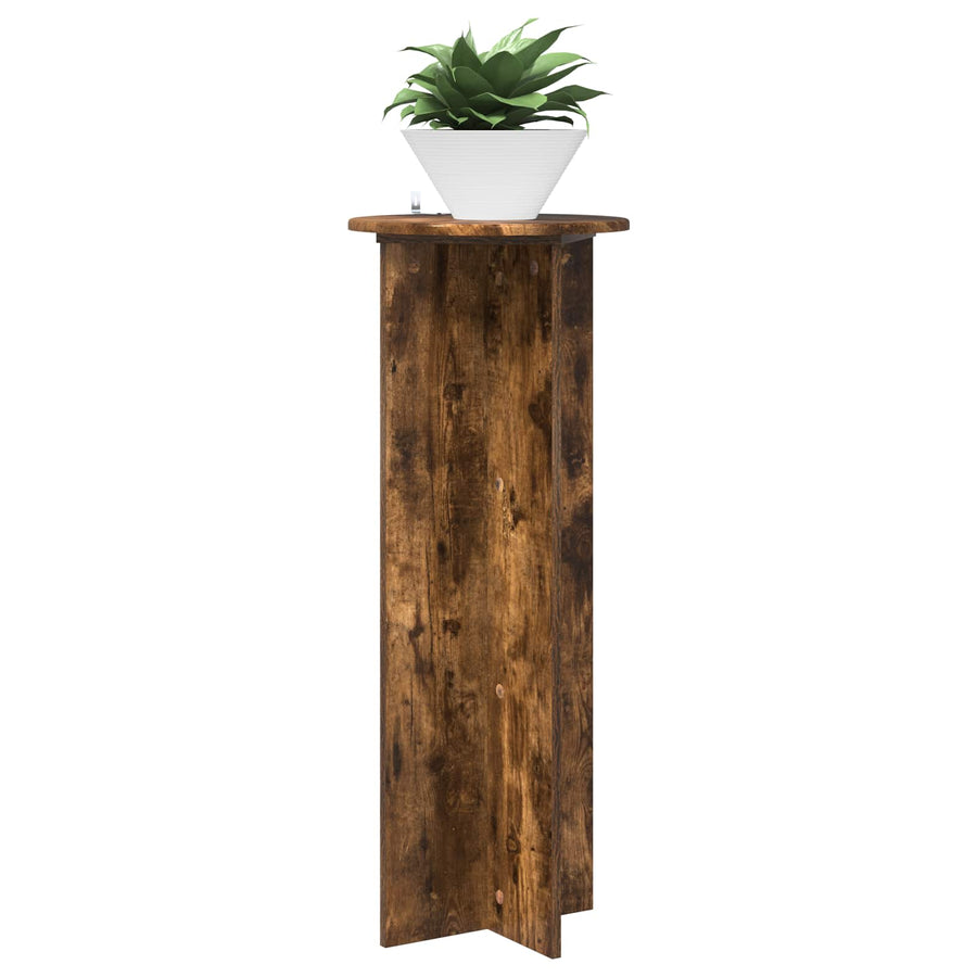 Plantenstandaard 2 pcs Gerookt eiken Ø40 x 100 cm Bewerkt hout