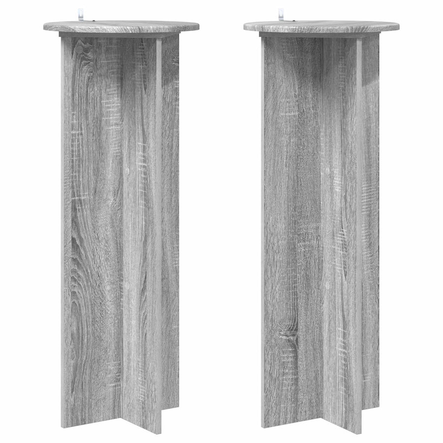 Plantenstandaard 2 pcs Grijs sonoma Ø40 x 100 cm Bewerkt hout