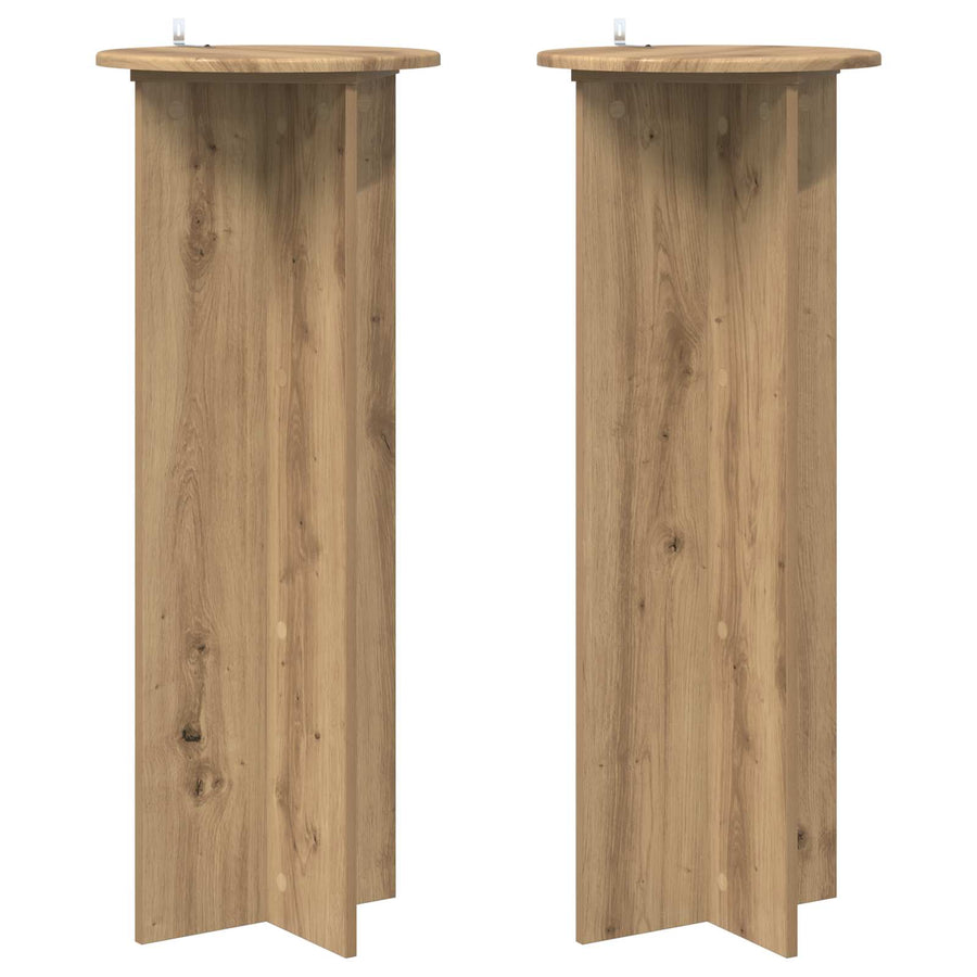 Plantenstandaard 2 pcs Artisanaal eiken Ø40 x 100 cm